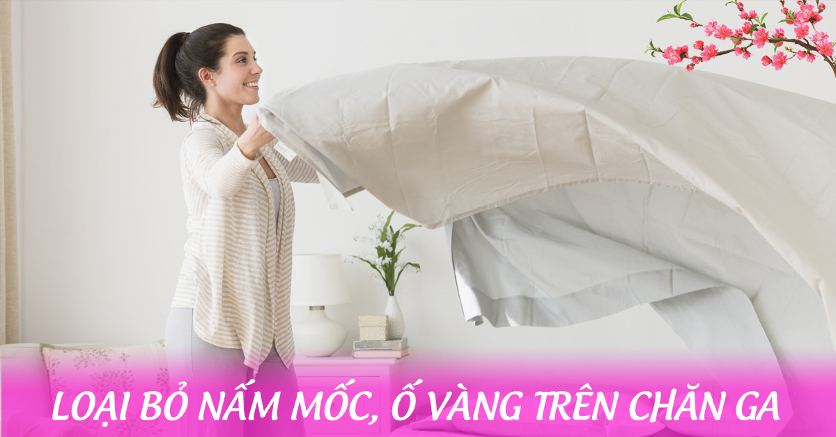 loại bỏ ố vàng trên chăn ga