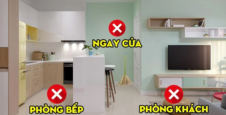 không nên đặt chổi ở chỗ này trong nhà